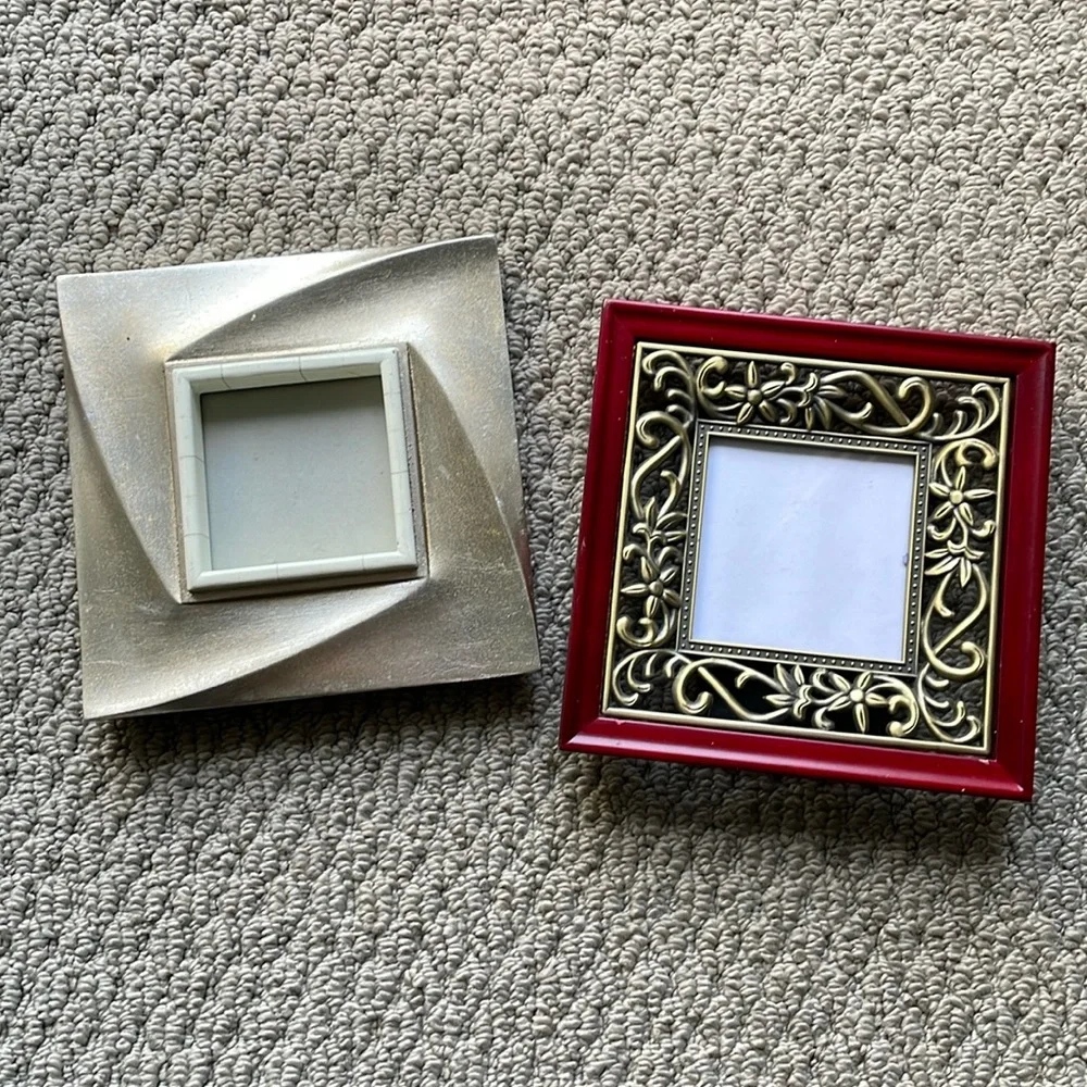 Bundle of 2 Classical & Artistic Photo Frames In Modern Gold & Dark Wood Border